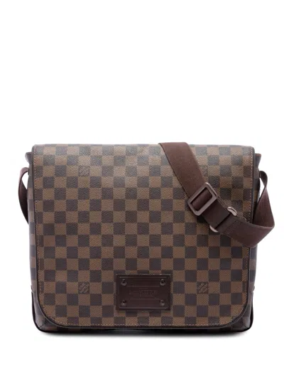 Pre-owned Louis Vuitton 2009 Damier Ebene Brooklyn Mm Crossbody Bag In Brown