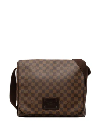 Pre-owned Louis Vuitton 2009 Damier Ebene Brooklyn Mm Crossbody Bag In Brown