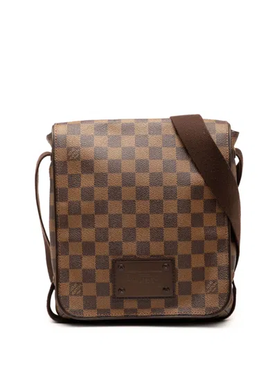 Pre-owned Louis Vuitton 2009 Damier Ebene Brooklyn Pm Crossbody Bag In Brown
