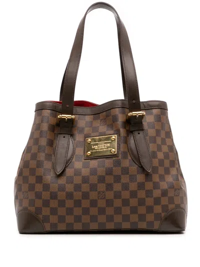 Pre-owned Louis Vuitton 2009 Damier Ebene Hampstead Mm Tote Bag In Brown