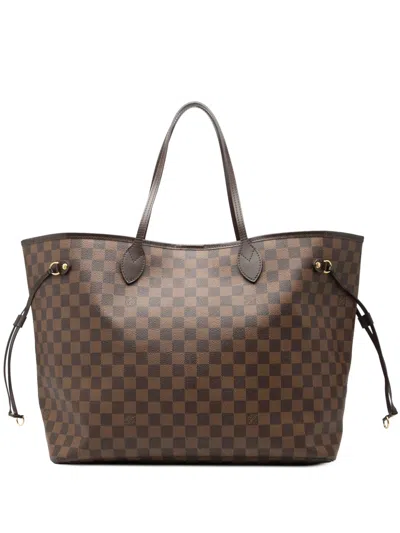Pre-owned Louis Vuitton 2009 Damier Ebene Neverfull Gm Tote Bag In Brown