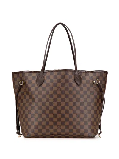 Pre-owned Louis Vuitton 2009 Damier Ebene Neverfull Mm Tote Bag In Brown