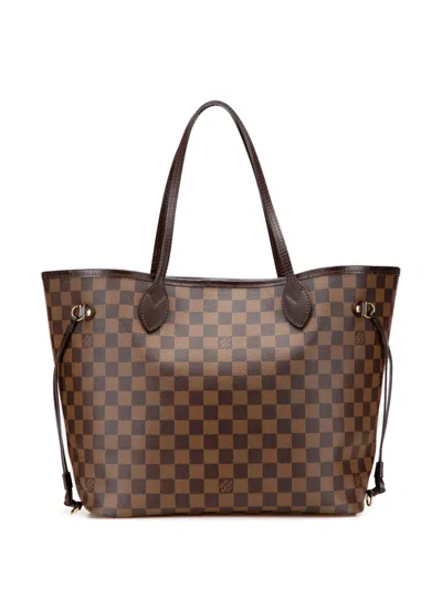 Pre-owned Louis Vuitton 2009 Damier Ebene Neverfull Mm Tote Bag In Brown
