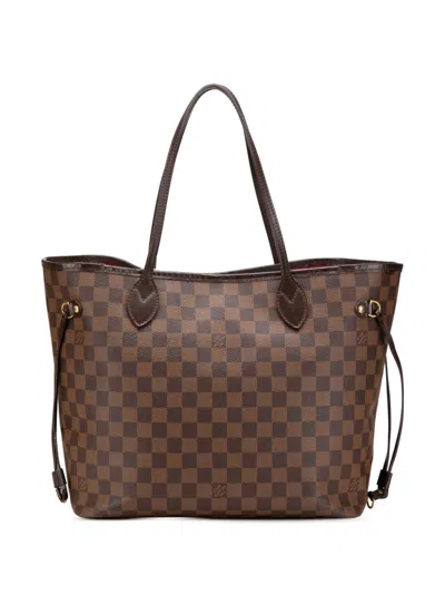 Pre-owned Louis Vuitton 2009 Damier Ebene Neverfull Mm Tote Bag In Brown