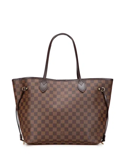 Pre-owned Louis Vuitton 2009 Damier Ebene Neverfull Mm Tote Bag In Brown