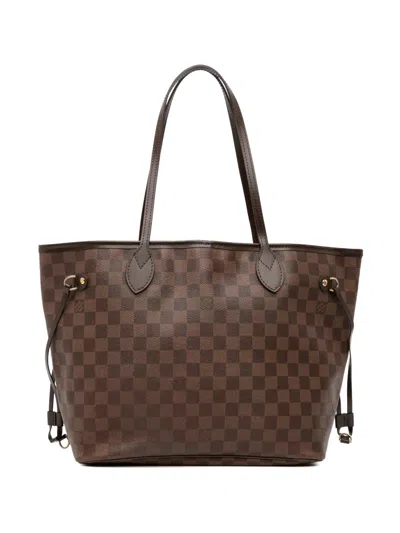 Pre-owned Louis Vuitton 2009 Damier Ebene Neverfull Mm Tote Bag In Brown