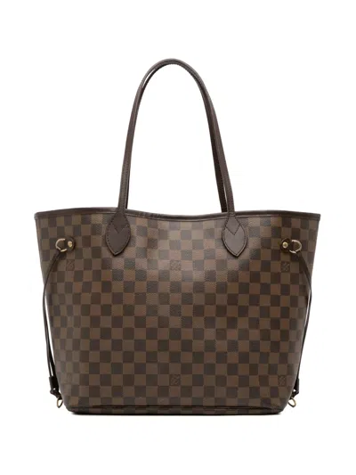 Pre-owned Louis Vuitton 2009 Damier Ebene Neverfull Mm Tote Bag In Brown
