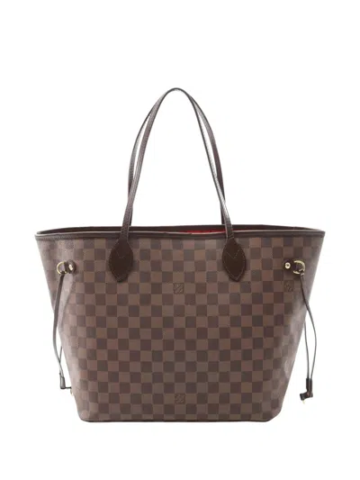 Pre-owned Louis Vuitton 2009 Damier Ebene Neverfull Mm Tote Bag In Brown