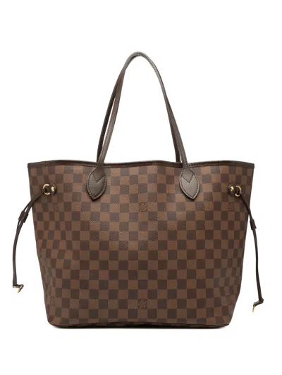 Pre-owned Louis Vuitton 2009 Damier Ebene Neverfull Mm Tote Bag In Brown