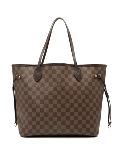 Pre-owned Louis Vuitton 2009 Damier Ebene Neverfull Mm Tote Bag In Brown