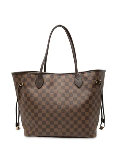 Pre-owned Louis Vuitton 2009 Damier Ebene Neverfull Mm Tote Bag In Brown