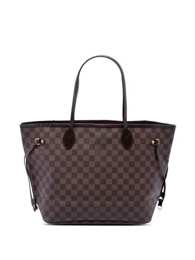 Pre-owned Louis Vuitton 2009 Damier Ebene Neverfull Mm Tote Bag In Brown