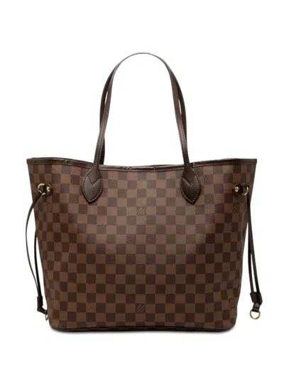 Pre-owned Louis Vuitton 2009 Damier Ebene Neverfull Mm Tote Bag In Brown