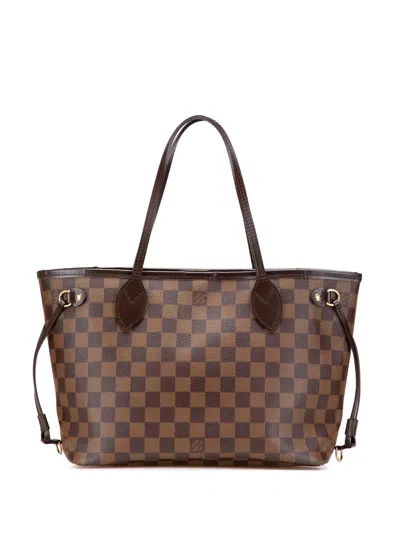Pre-owned Louis Vuitton 2009 Damier Ebene Neverfull Pm Tote Bag In Brown