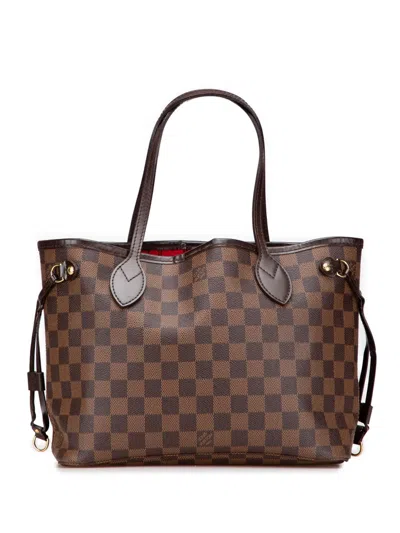 Pre-owned Louis Vuitton 2009 Damier Ebene Neverfull Pm Tote Bag In Brown