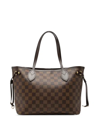 Pre-owned Louis Vuitton 2009 Damier Ebene Neverfull Pm Tote Bag In Brown