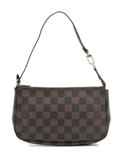 Pre-owned Louis Vuitton 2009 Damier Ebene Pochette Accessoires Shoulder Bag In Brown
