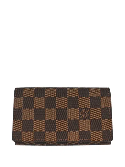 Pre-owned Louis Vuitton 2009 Damier Ebène Porte Monnaie Billets Trésor Wallet In Brown