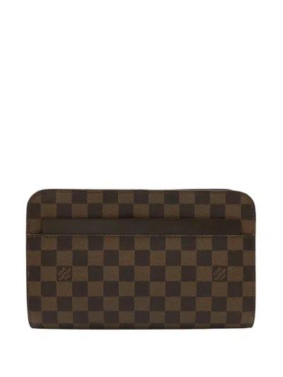 Pre-owned Louis Vuitton 2009 Damier Ebene Saint Louis Pochette Clutch Bag In Brown