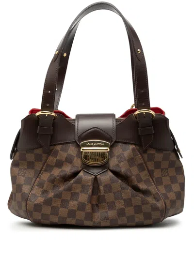 Pre-owned Louis Vuitton 2009 Damier Ebene Sistina Pm Shoulder Bag In Brown