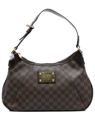 Pre-owned Louis Vuitton 2009 Damier Ebene Thames Gm Shoulder Bag In Brown