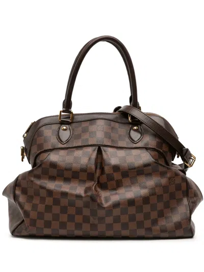 Pre-owned Louis Vuitton 2009 Damier Ebene Trevi Gm Satchel In Brown