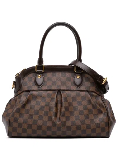 Pre-owned Louis Vuitton 2009 Damier Ebene Trevi Pm Satchel In Brown