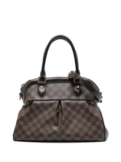 Pre-owned Louis Vuitton 2009 Damier Ebene Trevi Pm Satchel In Brown