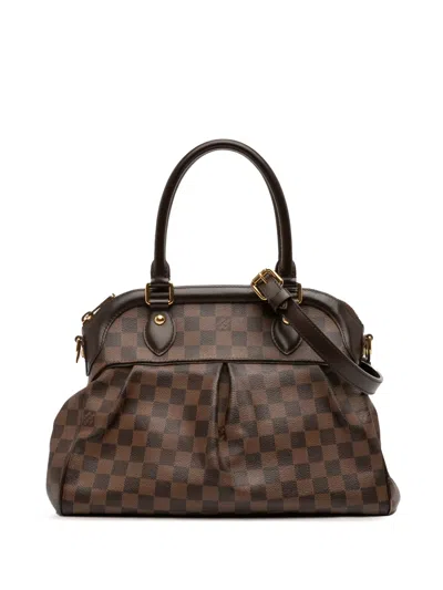 Pre-owned Louis Vuitton 2009 Damier Ebene Trevi Pm Satchel In Brown