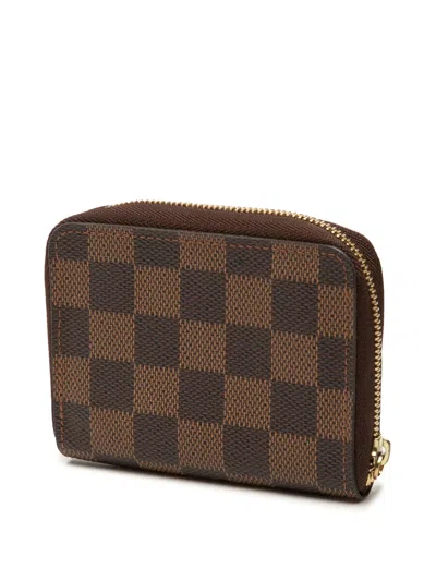 Pre-owned Louis Vuitton 2009 Damier Ebene Zippy Purse Coin Pouch In Brown