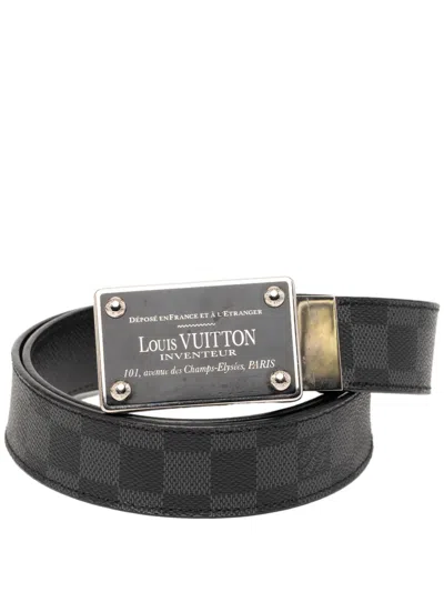 Pre-owned Louis Vuitton 2009 Damier Graphite Ceinture Inventeur Belt In Black