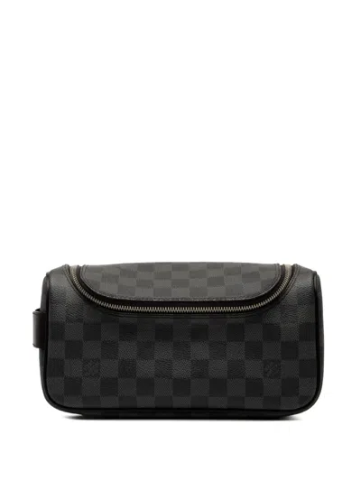 Pre-owned Louis Vuitton 2009 Damier Graphite Toiletry Pouch Clutch Bag In Black