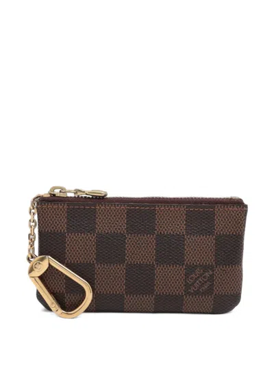 Pre-owned Louis Vuitton 2009 Damier-pattern Coin Wallet In Brown