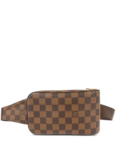 Pre-owned Louis Vuitton 2009 Geronimos Damier Ebene Belt Bag In Brown