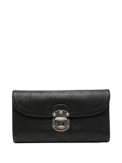 Pre-owned Louis Vuitton 2009 Mahina Amelia Wallet Long Wallets In Black