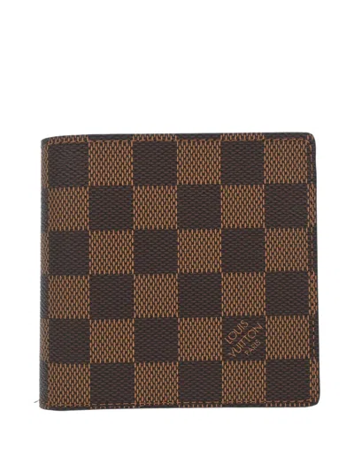 Pre-owned Louis Vuitton 2009 Marco Damier Ebène Wallet In Brown