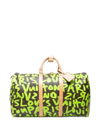 Pre-owned Louis Vuitton 2009 Monogram Graffiti Keepall 50 Travel Bag In Green