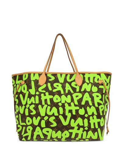 Louis Vuitton 2009 Monogram Graffiti Neverfull Gm Canvas Tote Bag In Brown