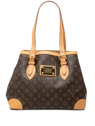 Pre-owned Louis Vuitton 2009 Monogram Hampstead Mm Tote Bag In Brown