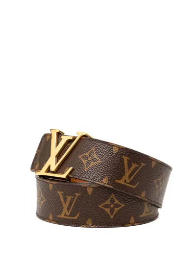 Pre-owned Louis Vuitton 2009 Monogram Initiales Reversible Belt In Brown