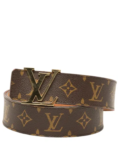 Pre-owned Louis Vuitton 2009 Monogram Initiales Reversible Belt In Brown