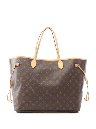 Pre-owned Louis Vuitton 2009 Monogram Neverfull Gm Tote Bag In Brown