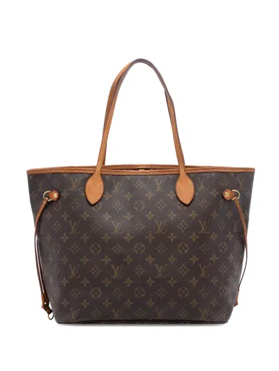 Pre-owned Louis Vuitton 2009 Monogram Neverfull Mm Tote Bag In Brown