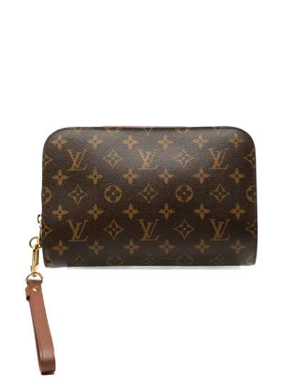 Pre-owned Louis Vuitton 2009 Monogram Orsay Clutch Bag In Brown