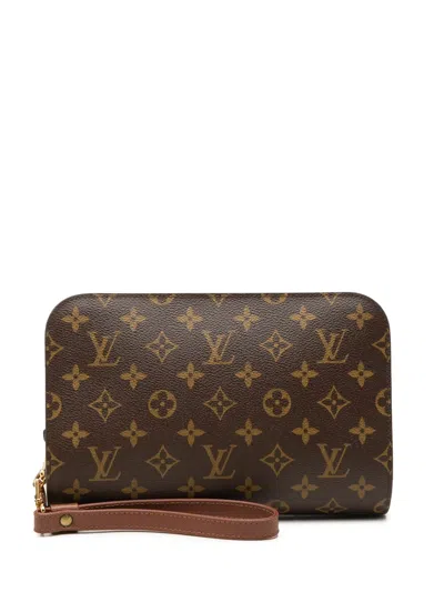 Pre-owned Louis Vuitton 2009 Monogram Orsay Clutch Bag In Brown