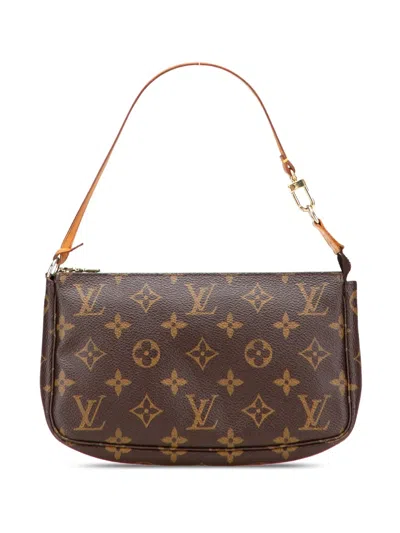Pre-owned Louis Vuitton 2009 Monogram Pochette Accessoires Shoulder Bag In Brown