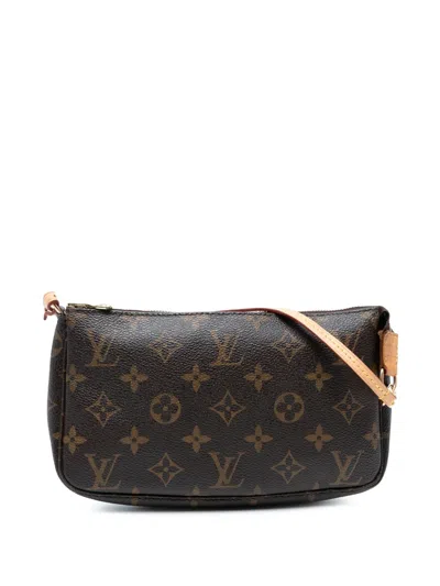 Pre-owned Louis Vuitton 2009 Monogram Pochette Accessoires Shoulder Bag In Brown