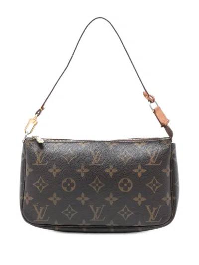 Pre-owned Louis Vuitton 2009 Monogram Pochette Accessoires Shoulder Bag In Brown