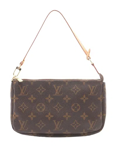 Pre-owned Louis Vuitton 2009 Monogram Pochette Accessoires Shoulder Bag In Brown