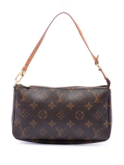 Pre-owned Louis Vuitton 2009 Monogram Pochette Accessoires Shoulder Bag In Brown